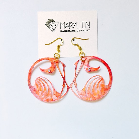 Flamingo tropical earrings - Flamingo drops earrings - Trending jewelry - Flamingo jewelry - Rockabilly Jewelry - Novelty animal earrings