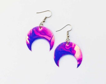 Moon earrings - Moon drops earrings - Holographic jewelry - Holographic jewelry - Rockabilly Jewelry - Novelty earrings - Moon jewelry