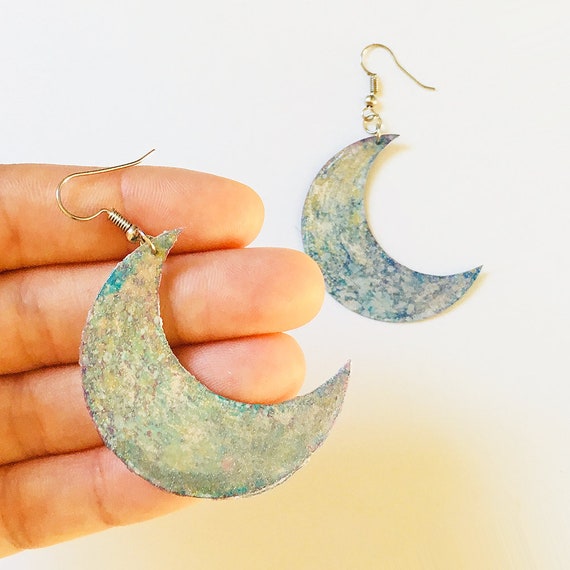 Moon earrings - Moon drops earrings - Trending jewelry - Nature jewelry - Rockabilly Jewelry - Novelty earrings - Moon jewelry