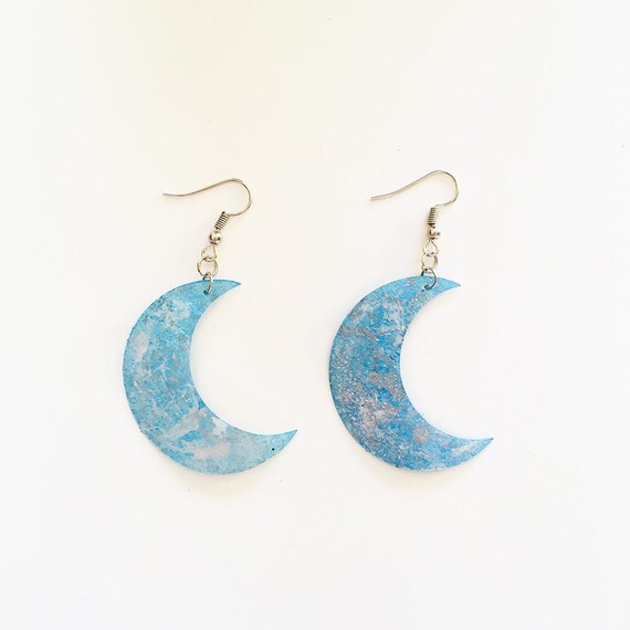 Moon earrings - Moon drops earrings - Trending jewelry - Nature jewelry - Rockabilly Jewelry - Novelty earrings - Moon jewelry