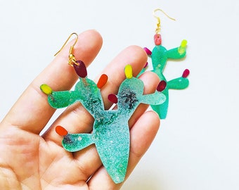 Cactus earrings - Mexico lover accessories - Earrings xxl - Mexico trendy jewelry - Modern earrings - Trendy accessories - Gifts for her