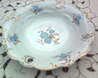 Cookie Plate or cake Plate, Weimar porcelain, blue flowers, brocante Style, romantic