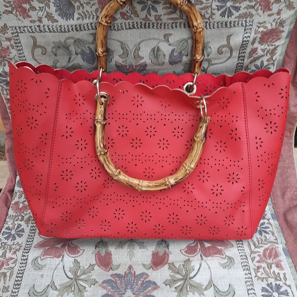 rote Handtasche 70 iger Jahre Vintage