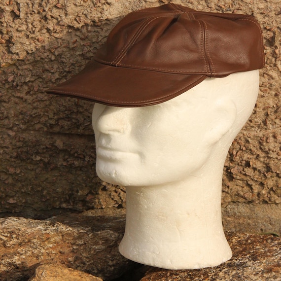 Leather cap brown sale