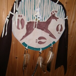 Shield Mandella Hunting Deer, dreamshield, Spiritshield, Mandala, Native American Mandala, Dreamcatcher, Wall art image 2