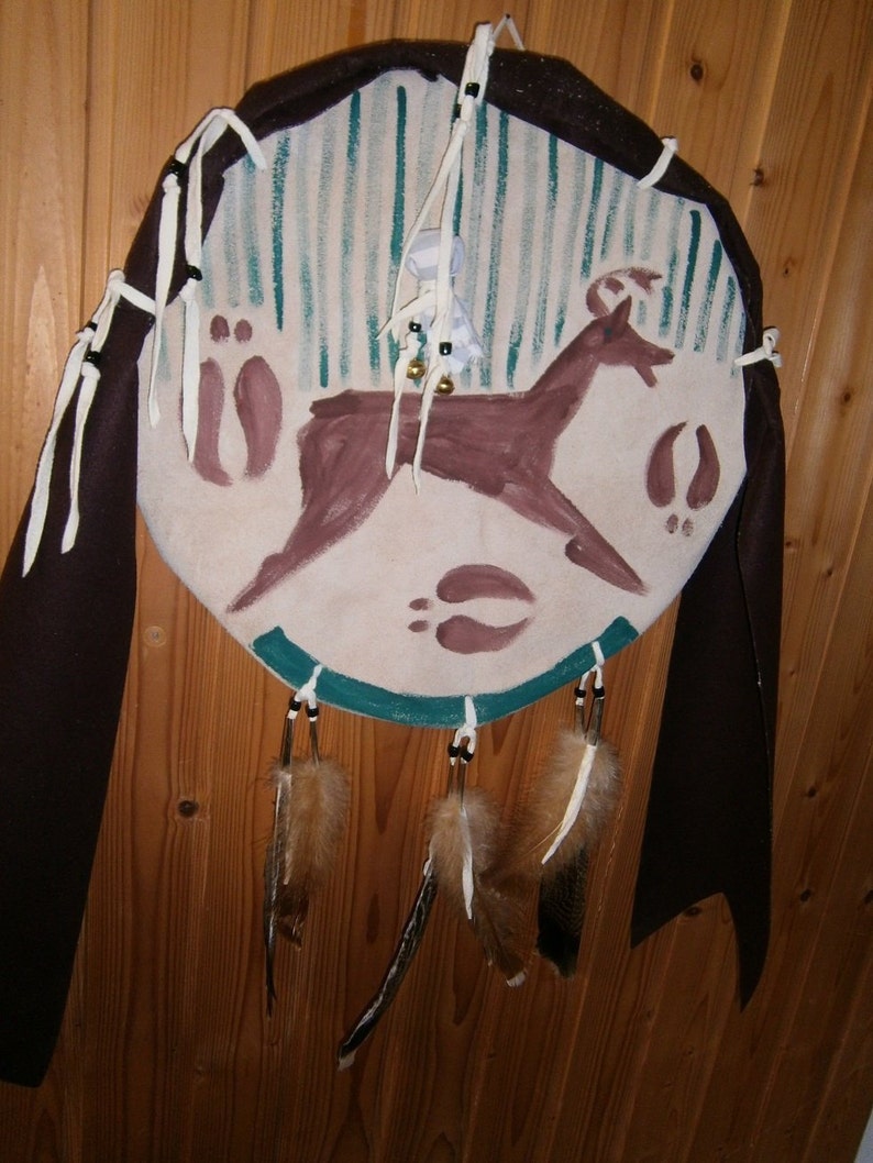 Shield Mandella Hunting Deer, dreamshield, Spiritshield, Mandala, Native American Mandala, Dreamcatcher, Wall art image 2