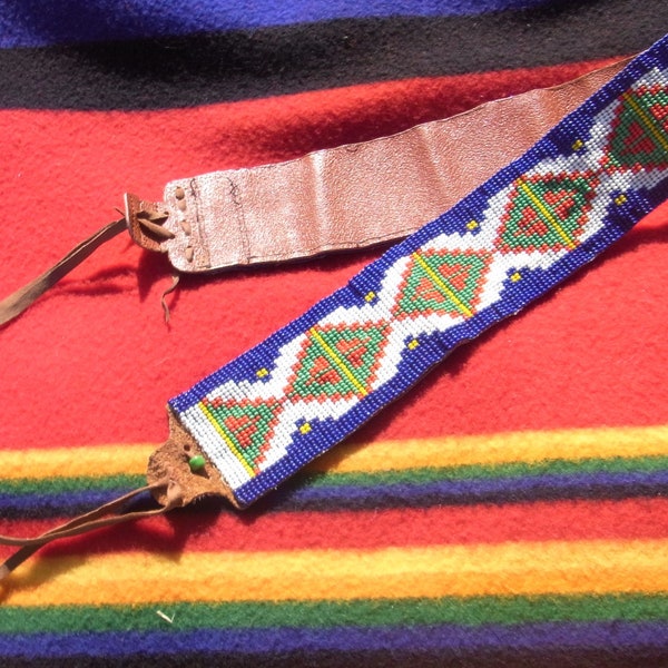 Indianergürtel Dakota Style  , Perlen gewebt, beadwork Indianer, Perlweberei Indianer , gefertigt in 70 iger Jahre
