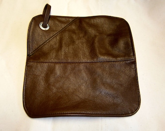 pottholder from leather, brown cowhide, oven cloth, genuine leather Pot holder, kitchen helper, barbecue, bbq, gift for dad