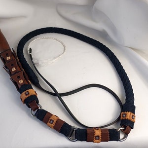 Fancy mongolian horse whip, leather, deer leg
