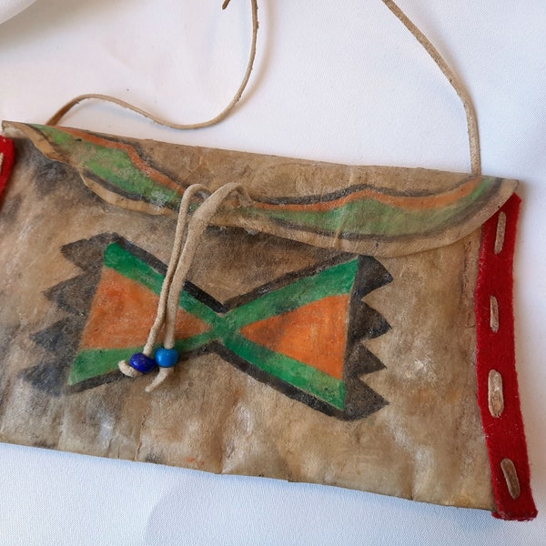 Rohhaut Tasche, Indianertasche, medizinbeutel, indianer, indianerschmuck, boho, bohemian, Schamane,  Native Amerika, Sioux Style