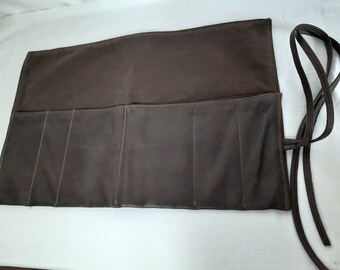 leather tool roll, tool storage for car, home travel, storage, tool kit, brush storage for make up artists, leather bag,