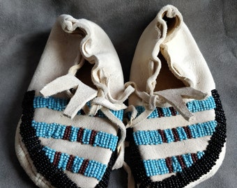 Mocassins pour enfants, Indiens, broderie de perles de verre, chaussures winnetou, pantoufles indiennes, mocassins de pow-wow