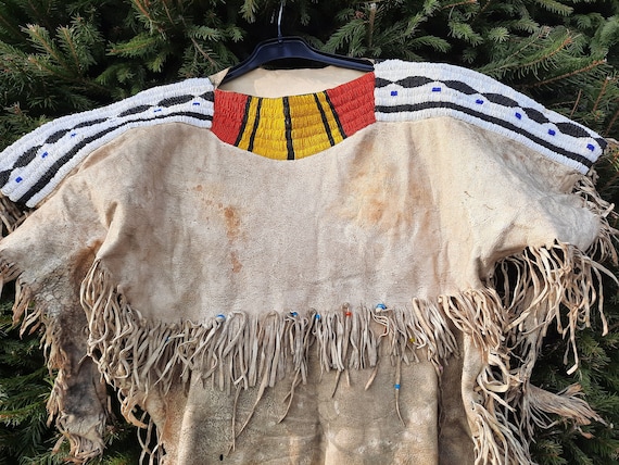 Buy Beaded Woman Buckskin Dress Crow Style Buckskindress 70 Iger Online in  India - Etsy