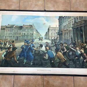 Imagen en pergamino antiguo "Berlín 1813", cuadro escolar, tablero de exhibición escolar, tarjeta de enseñanza, decoración vintage