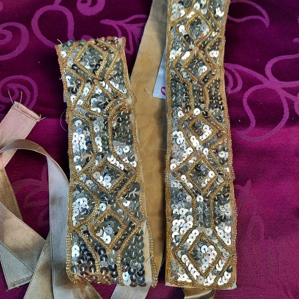 Sequin Belt, Gold Sequins Vintage Belly Dance, Bridesmaid