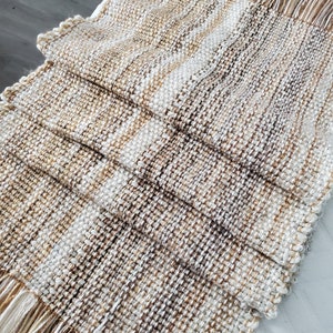 Earth colors runner. stunning Table, Bed or Sofa décor. Loom woven, long runner with fringes. Home, office décor.