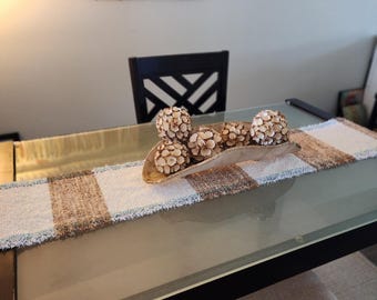 57" L Handmade on Artisanal Loom Table Runner. One of a kind Table Decor.