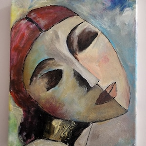 Le donne affrontano la pittura originale, "Fernanda", Pareti sospese, Decorazioni per la casa, Bellissimo dipinto ispirato a Didier Lourenco. Regalo per lei.
