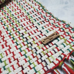 Colorful table runner, Artisan loom, custom made, Table decor, Easter, Mother&#39;s Day gift.
