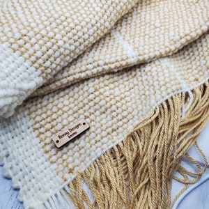 Handwoven Bed/Sofa runner with fringes 72&quot; L. Beautifully made in artisan loom,  Neutral colors match any style.