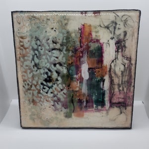 Original Art  &quot; Bottles with secrets&quot; Encaustic technique. Gorgeous Unique Painting 10x10. Wall decor, Home Office decor. Unisex gift.