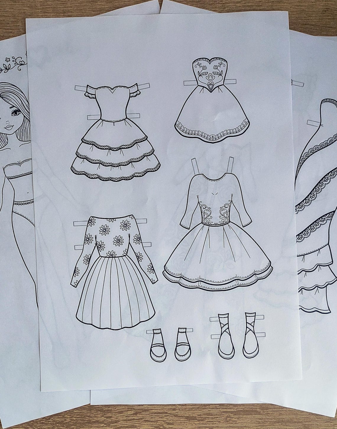 Paper Doll Printable With Clothes. Coloring Page, Book. Outline ...