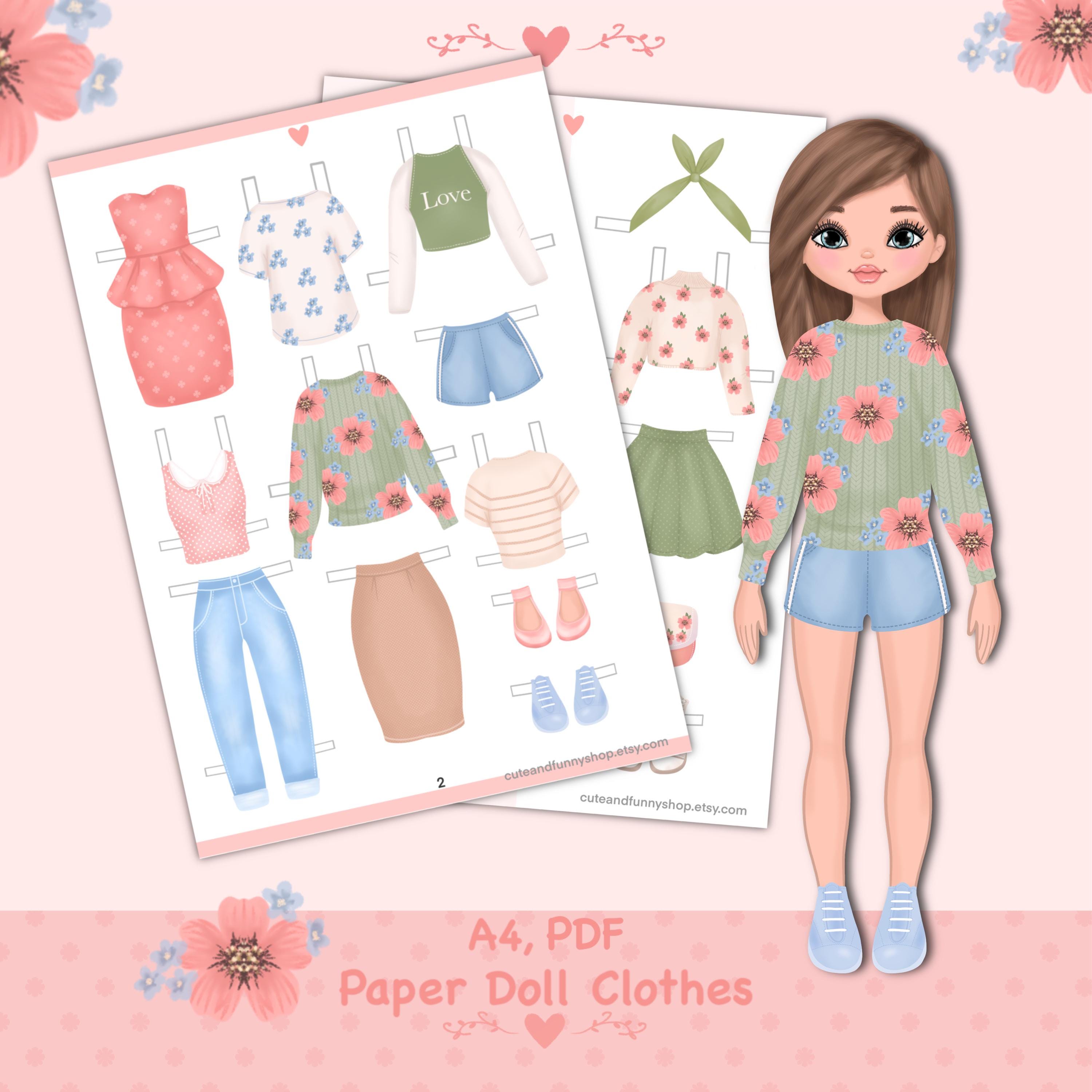 Paper Doll Printable With Clothes. PDF. Digital Download. Fashion
