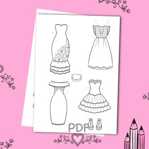 Paper Doll Printable With Clothes. Coloring Page, Book. Outline ...