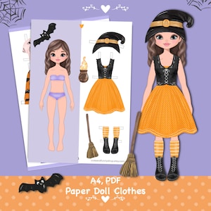 Boneca de papel para imprimir com roupas. PDF. Download digital. Garota fashion. Boneca fofa faça você mesmo. Vestir, recortar. Brinquedo, jogo, brincadeira para crianças.