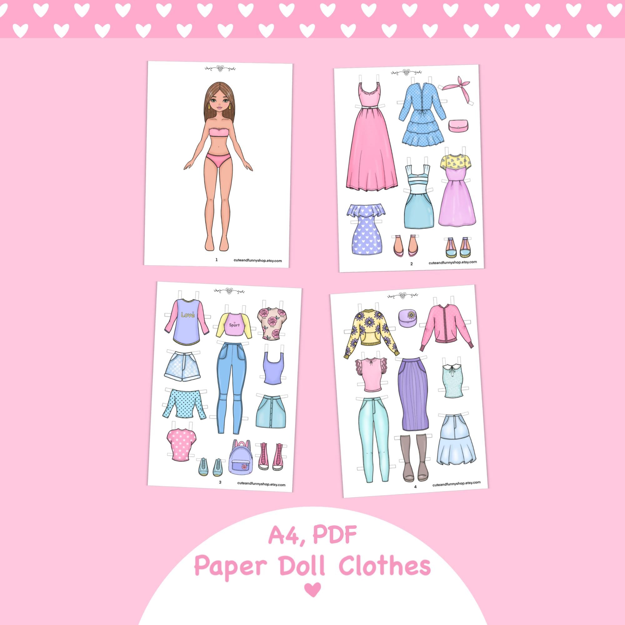 Paper Doll Printable With Clothes. PDF. Digital Download. Fashion Girl ...