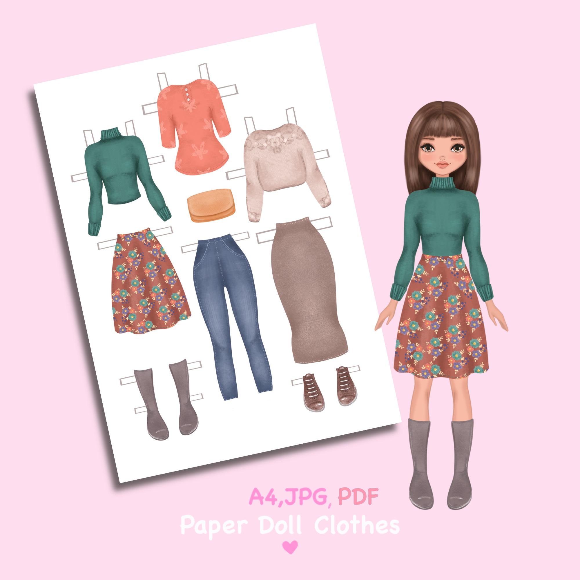 Printable Paper Doll With Clothes, Fashion Girl, DIY Cutout (PDF