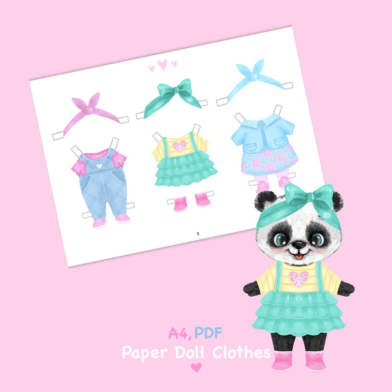 Paper Doll Printable With Clothes Digital Download Paper Bear Animal paper-doll-printable-with-clothes-digital-download-paper-bear-animal