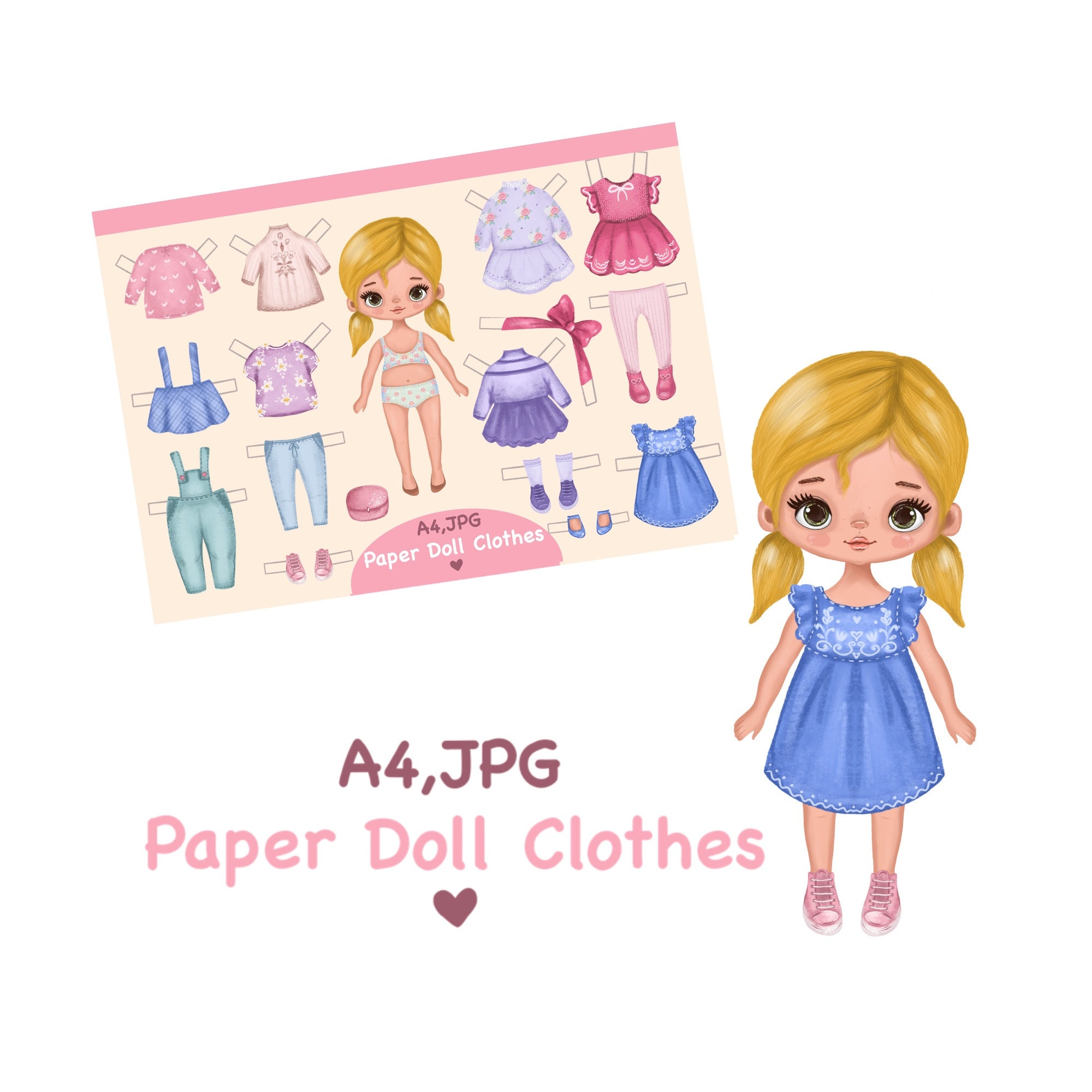 Paper Dolls Printable With Clothes. PDF. Digital Download. Fashion Girl ...
