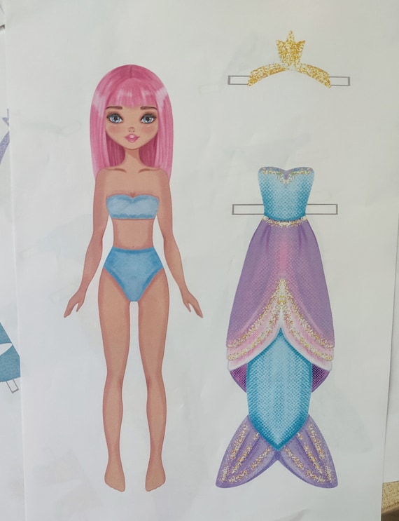 mermaid dress up set paper Mermaids Sticker Doll Dress-Up Book – Peter Pauper Press main image 1