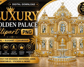 Luxuriöse Wandkunst im Stil eines goldenen Palastes | Elegante Diamantkunstwerke im königlichen Stil | Druckbare Kunst mit Goldfolie | Glamouröse Wohndekoration | Digitale Kunst im Barockstil