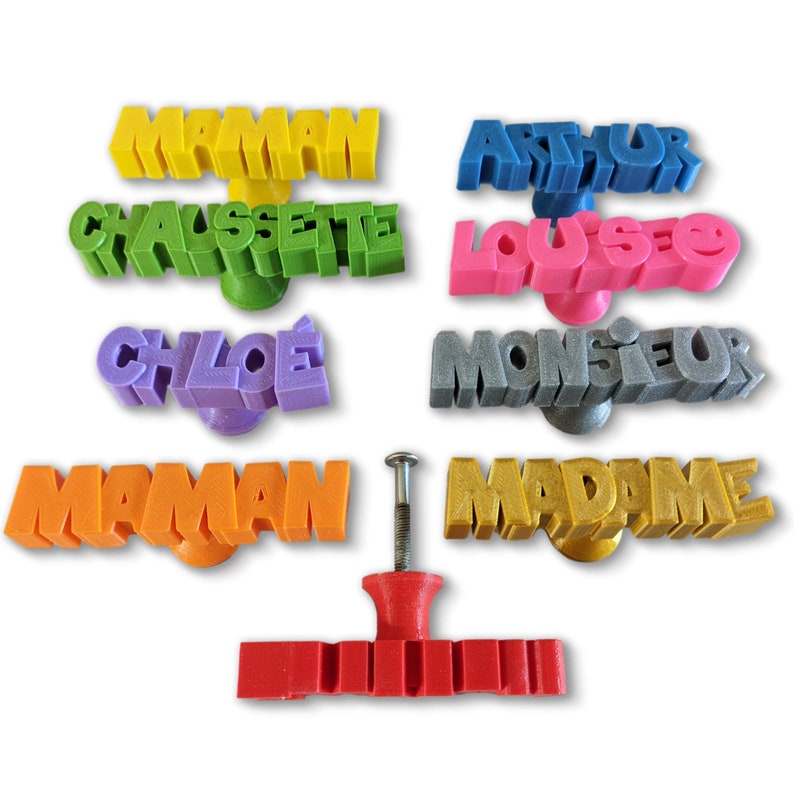 Poignée de porte darmoire personnalisée avec prénom, boutons de tiroirs avec lettres mots personnalisables, patère originale image 1