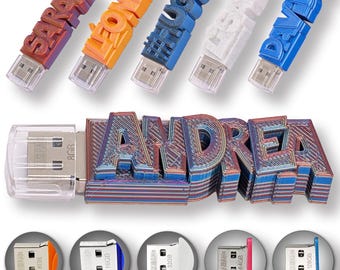 Customizable Multi-Color USB Flash Drive with Your 3D Text | Fast USB 3.0 Storage | Capacities from 8GB to 128GB