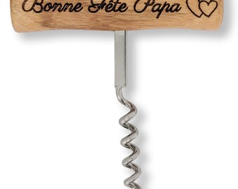 Personalized Wooden Corkscrew with Laser Engraving | Ergonomic Wooden Handle & Solid Metal Tip | Ideal for Wine Lovers