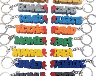 Pair of personalized keychains for couples, 3D keychain with heart, gift idea for parents engaged in love