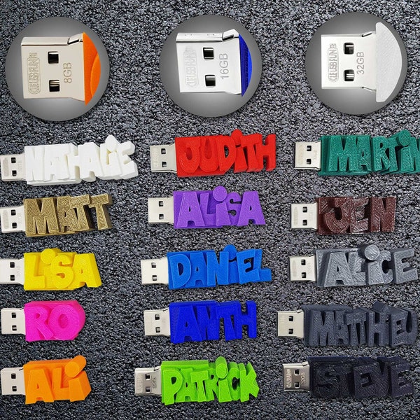 Clés USB personnalisées de 8 Go à 128 Go - USB 3.0 - un cadeau original avec votre texte (prénom, date de mariage, un message ...)