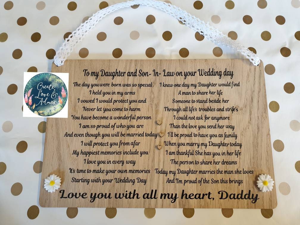 Daughter On Your Wedding Day Son In Law Gift From Dad To Bride Etsy