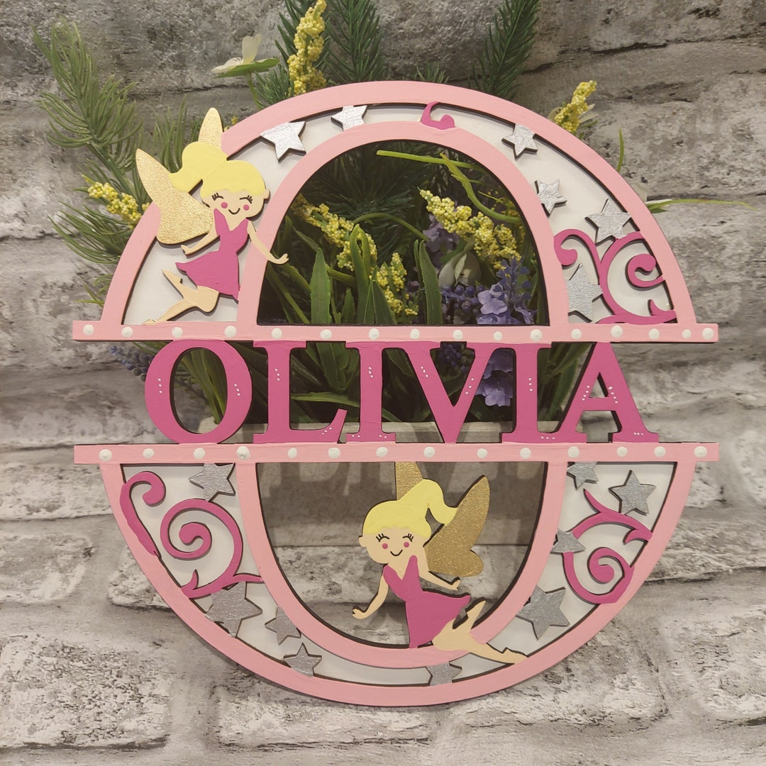 Personalised Fairy Bedroom Name Sign Wooden Kids Door Plaque Etsy