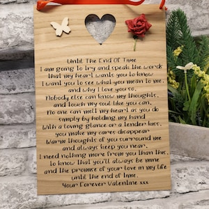 Regalo personalizado de San Valentín para esposa, esposo, novia, novio, poema de amantes, alma gemela hasta el fin de los tiempos, te amo regalo