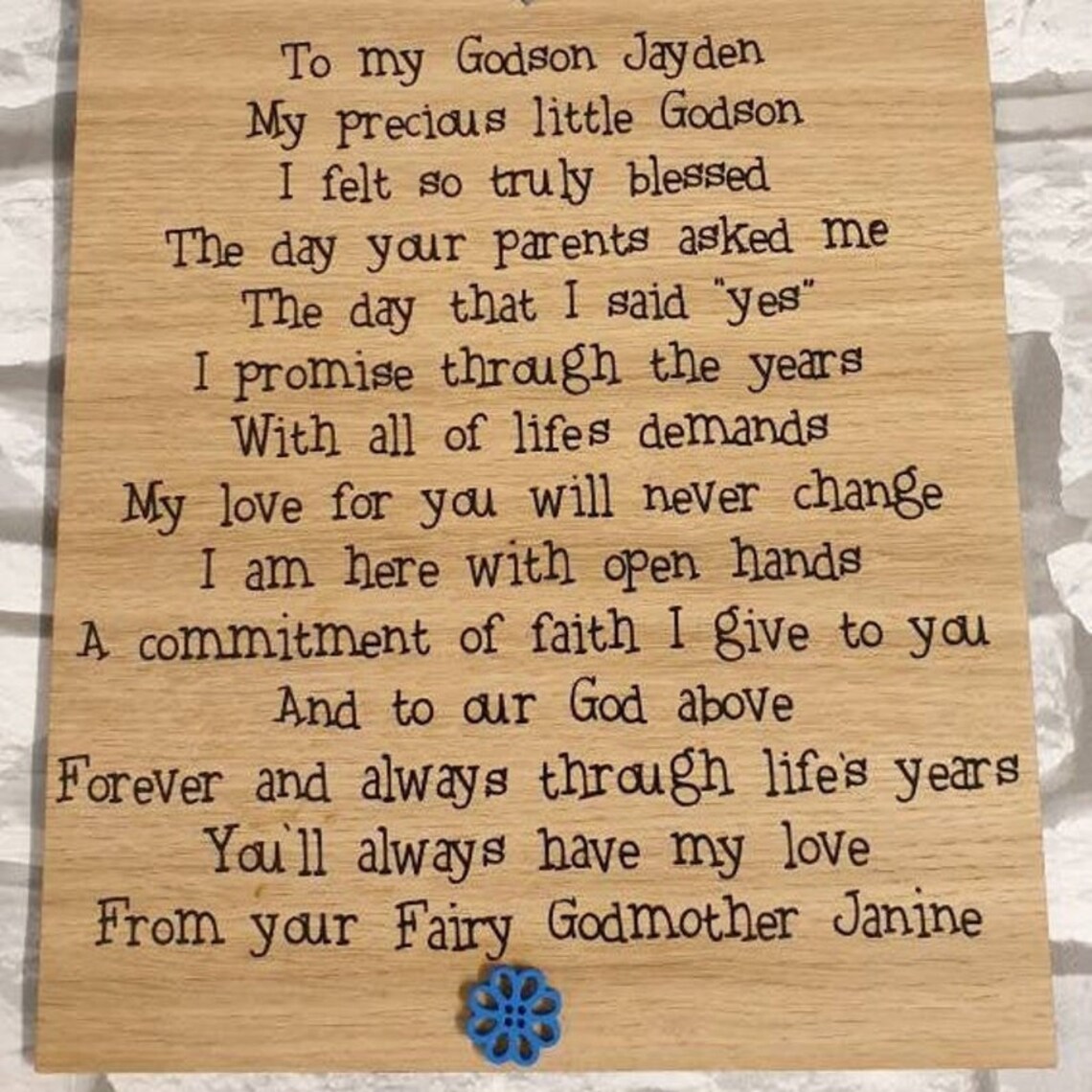 Personalised Christening Poem Print To My Godchild Gift Etsy