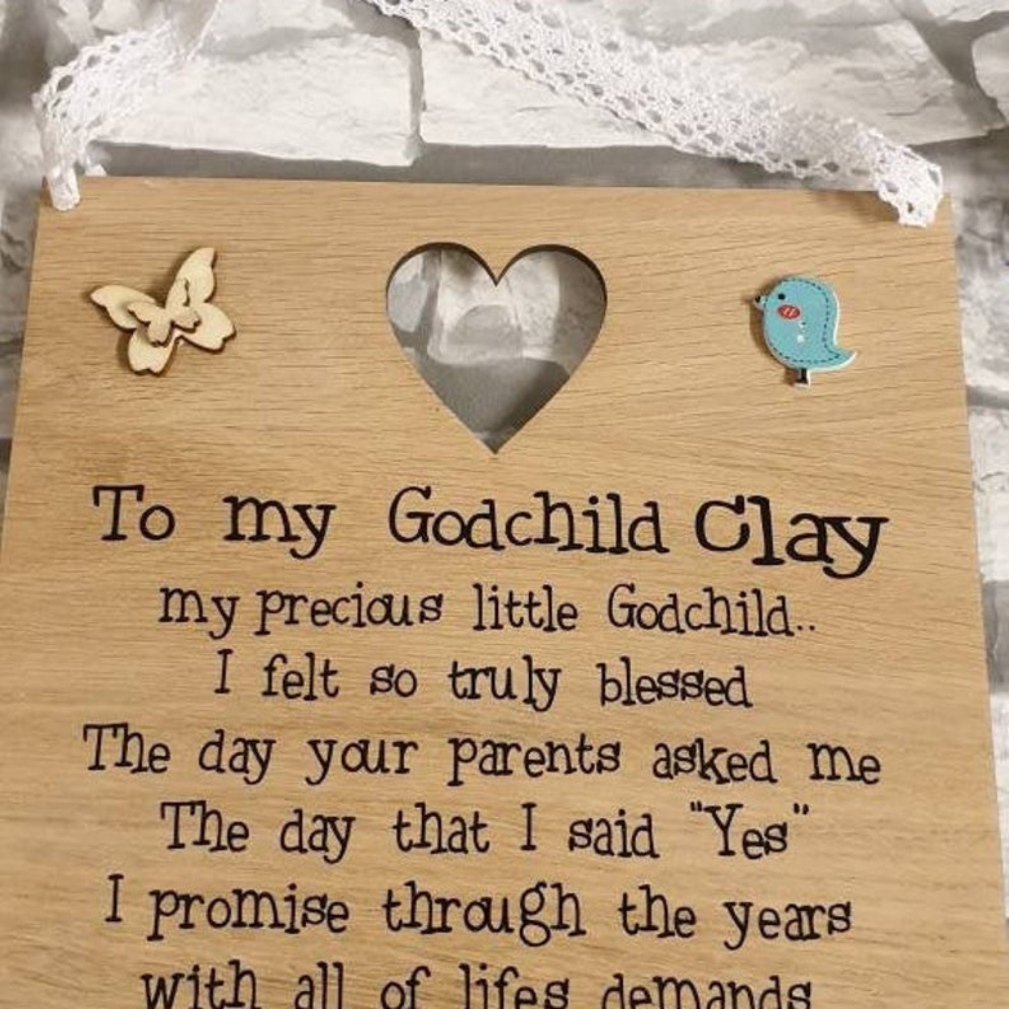 Personalised Christening Poem Print To My Godchild Gift Etsy