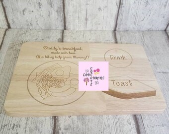 Personalised Chopping Board Breakfast Board Christmas Gift Dad Brother Uncle Grandad Breakfast Gift Kitchen Gift Wooden Board Gifts for Men