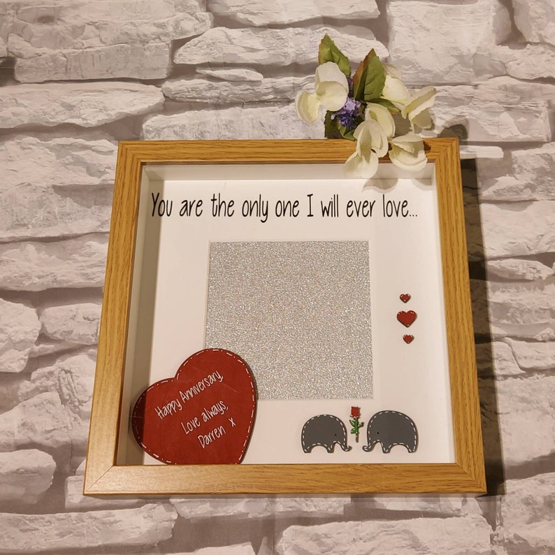 Personalised I Love You Photo Frame Anniversary Wedding Engagement Valentines Gift for Wife Husband Girlfriend Boyfriend Elephant