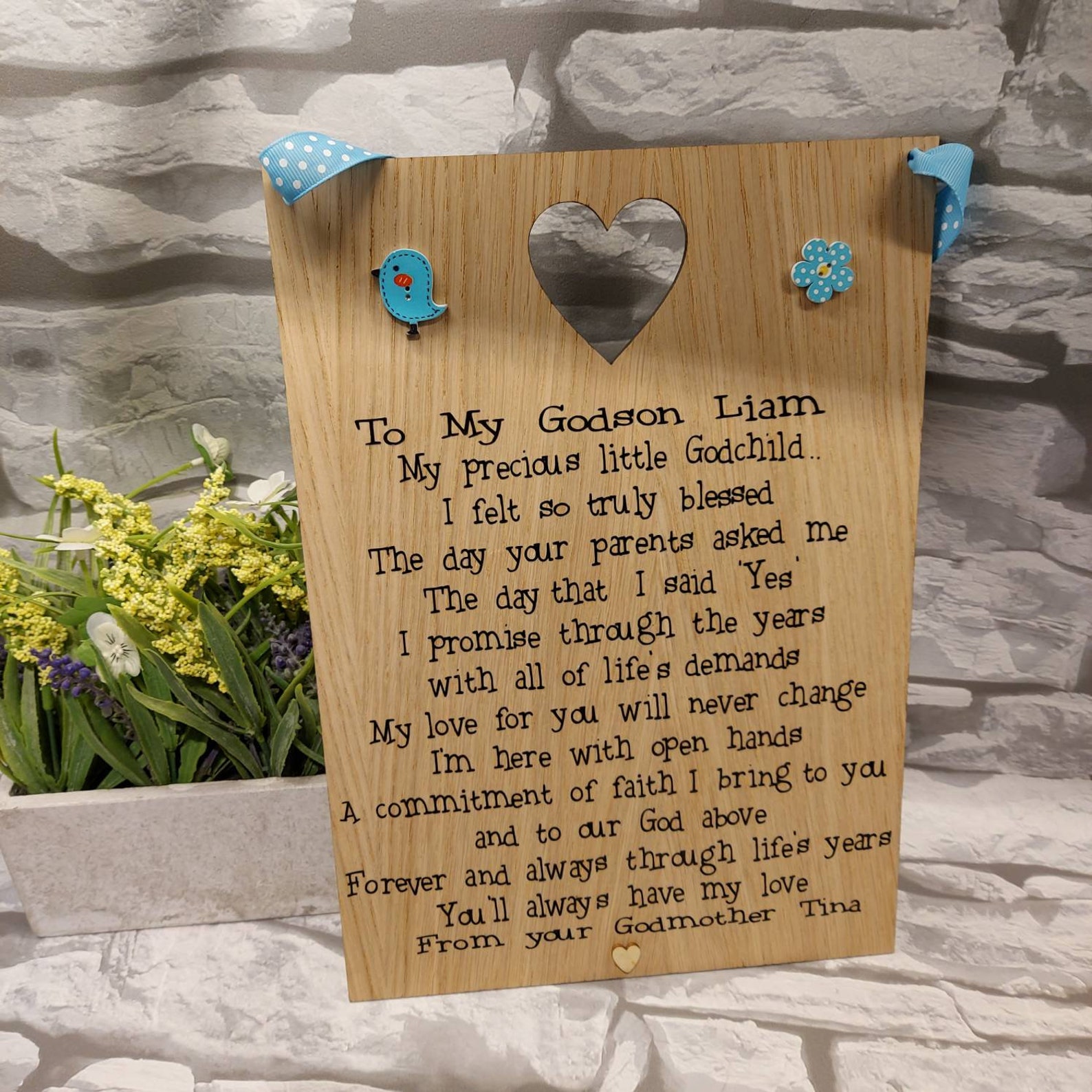 Personalised Christening Poem Print To My Godchild Gift Etsy