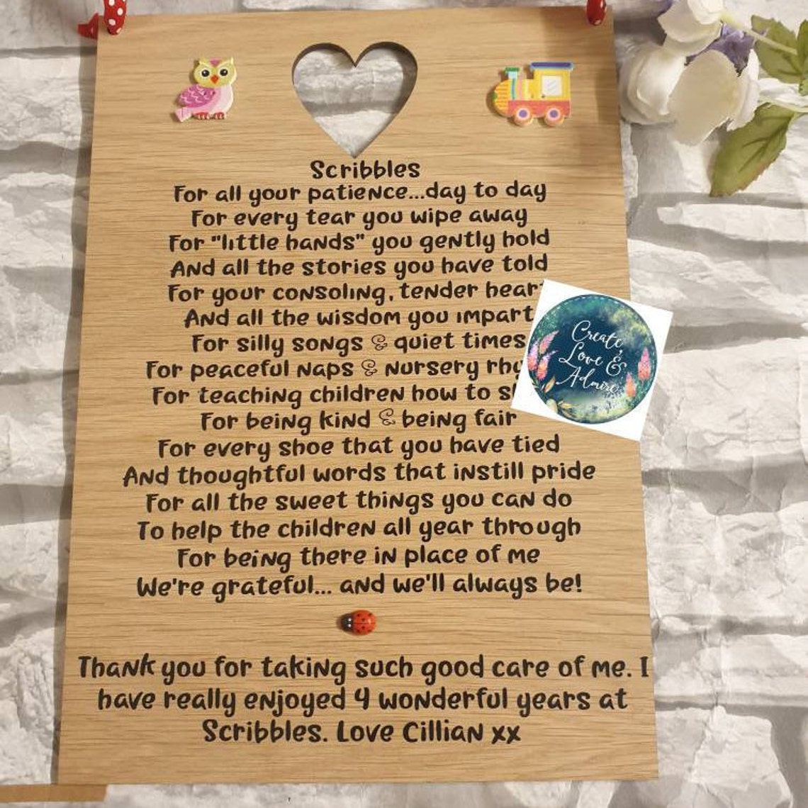 Personalized Leaving Nursery Gift Thank You Gift For Teacher Etsy