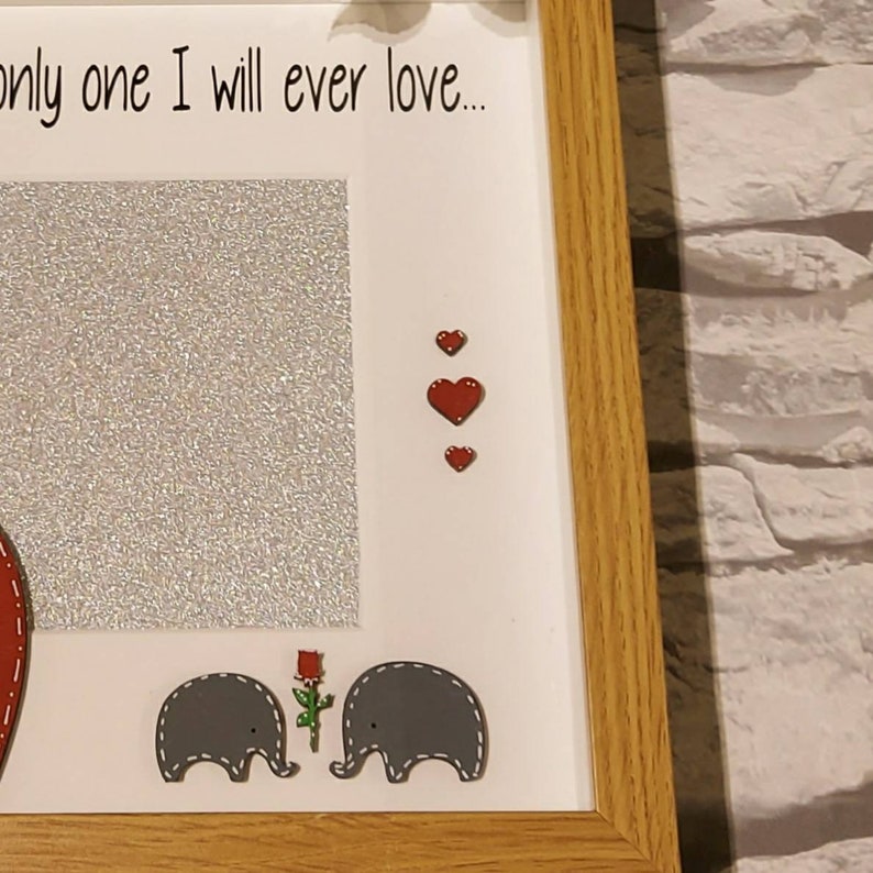 Personalised I Love You Photo Frame Anniversary Wedding Engagement Valentines Gift for Wife Husband Girlfriend Boyfriend Elephant